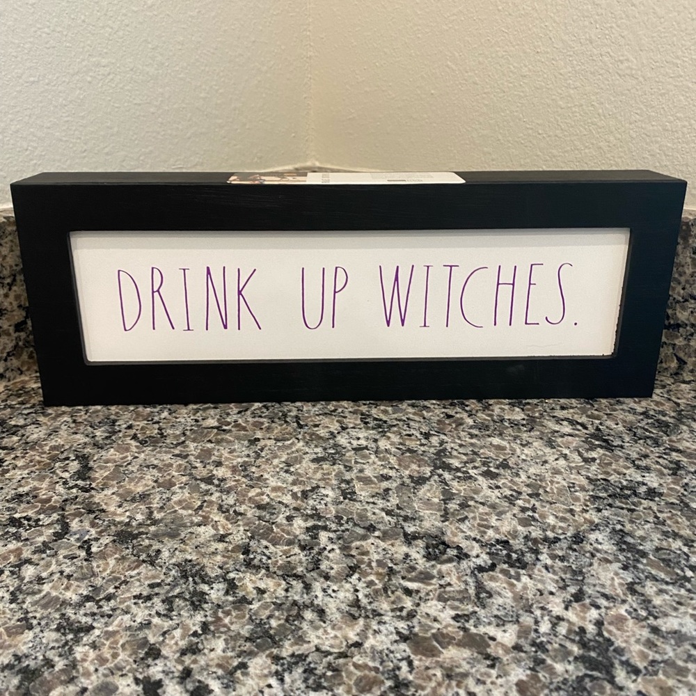 Rae Dunn drink up witches Halloween party sign
